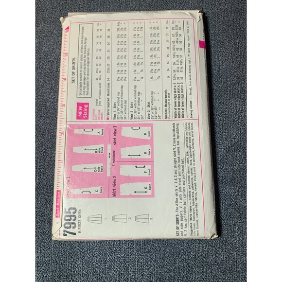 Simplicity 7995 Vintage 60s Misses Skirt Pattern Size Waist 36 uncut - Picture 2 of 2